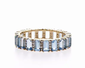 Blue Topaz Emerald Cut Eternity Ring