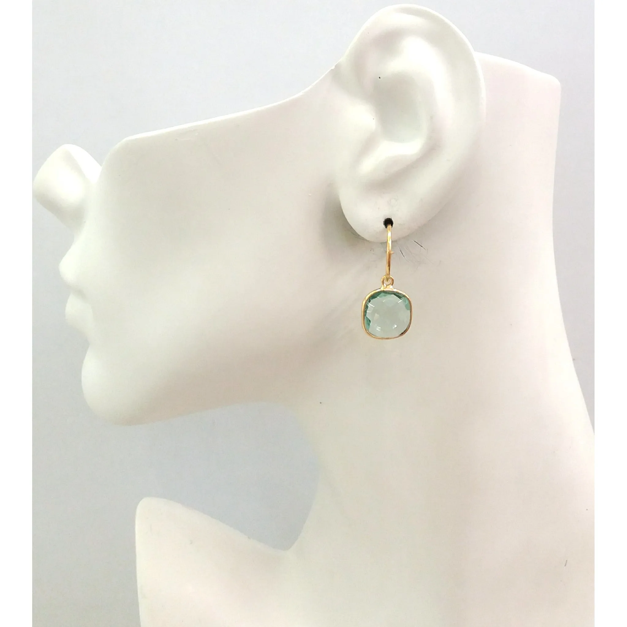 Blue Topaz Single Drop Hoop Earrings (stud closure)