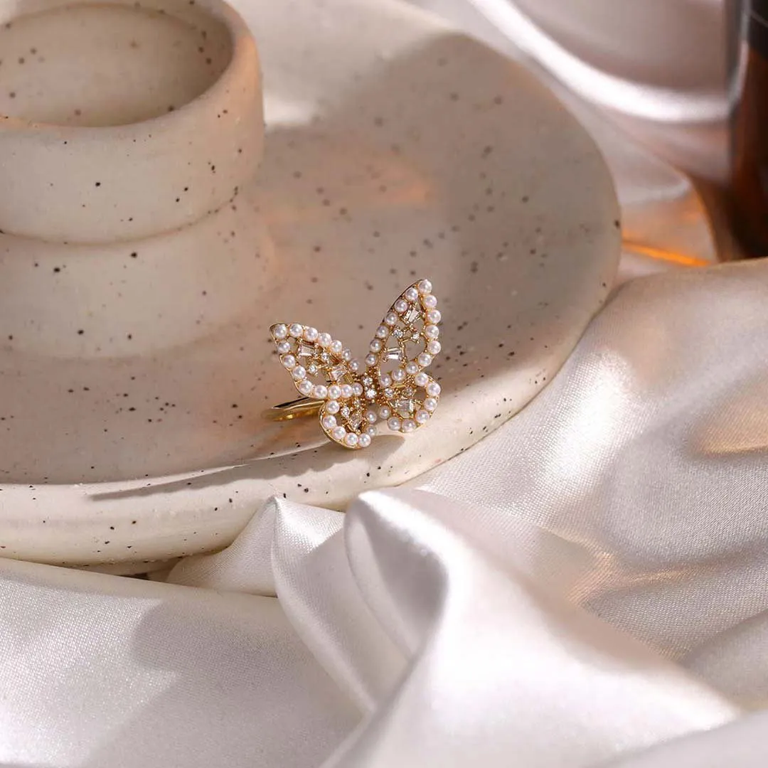 Butterfly Pearl Ring