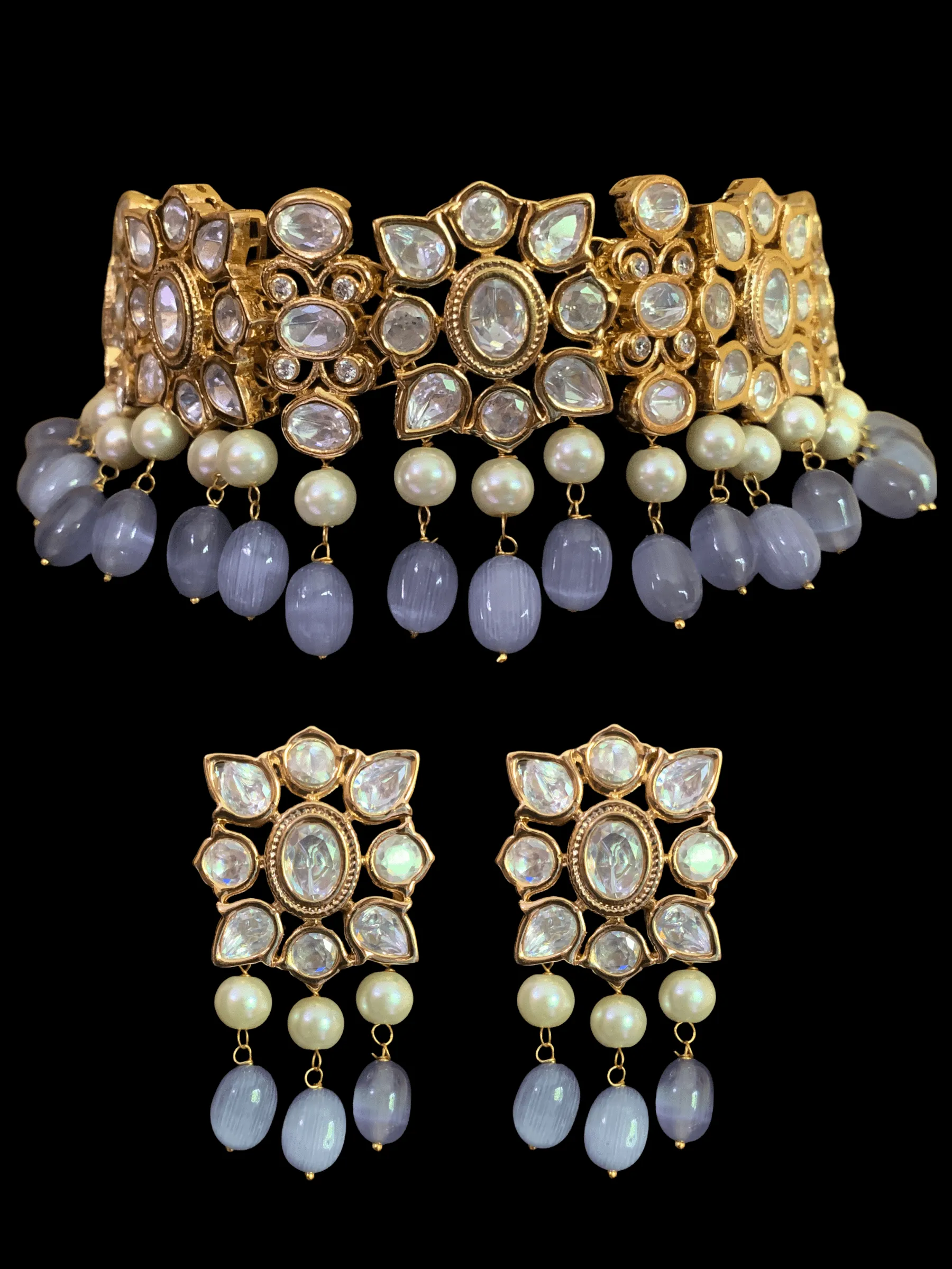 C105  Meera kundan choker with earrings ( SHIPS IN 4 WEEKS  )