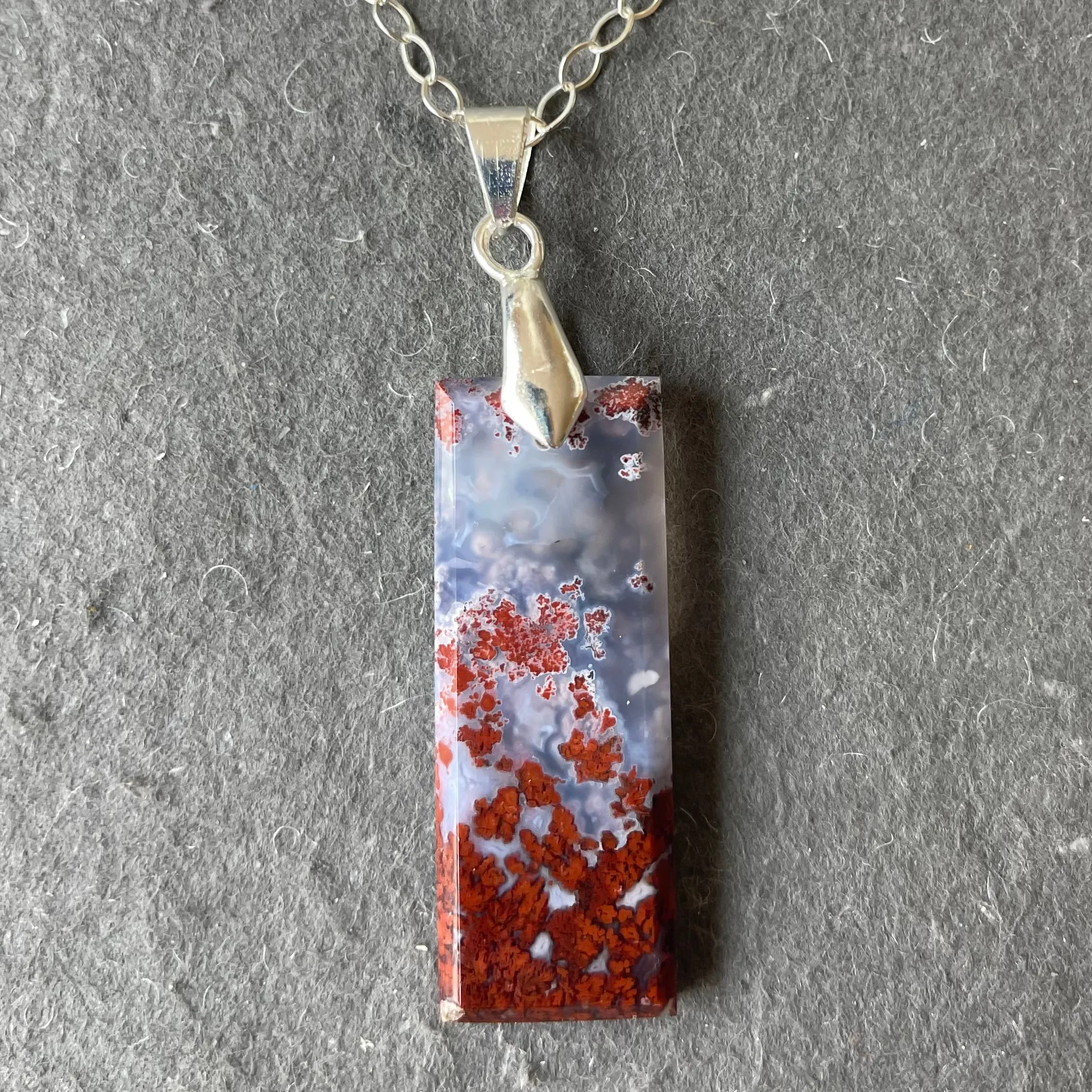 Carnelian Moss Agate Necklace, OOAK