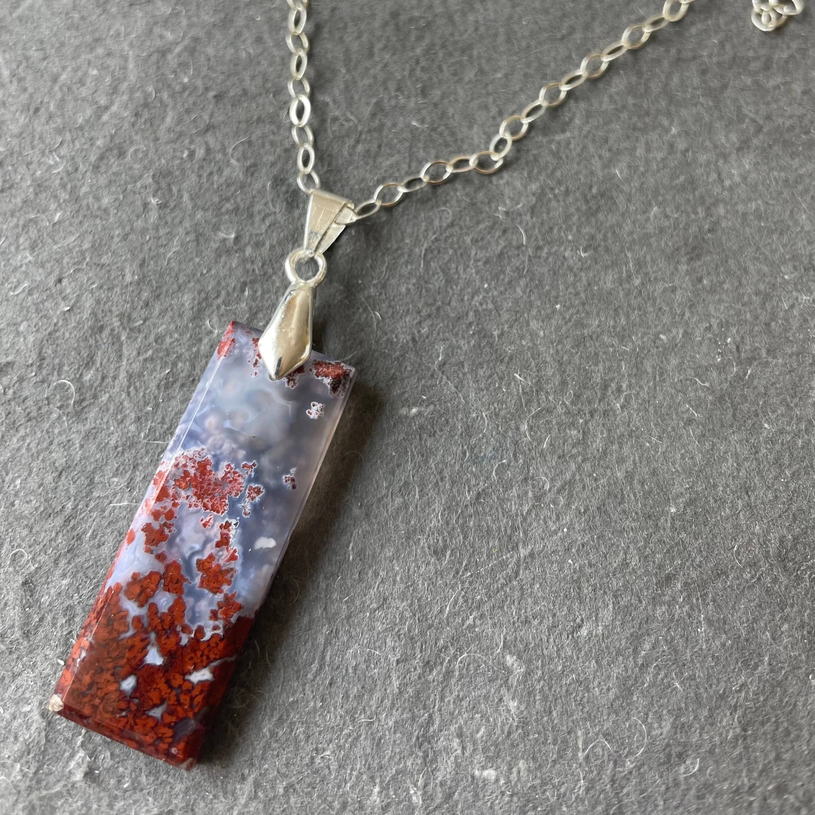 Carnelian Moss Agate Necklace, OOAK