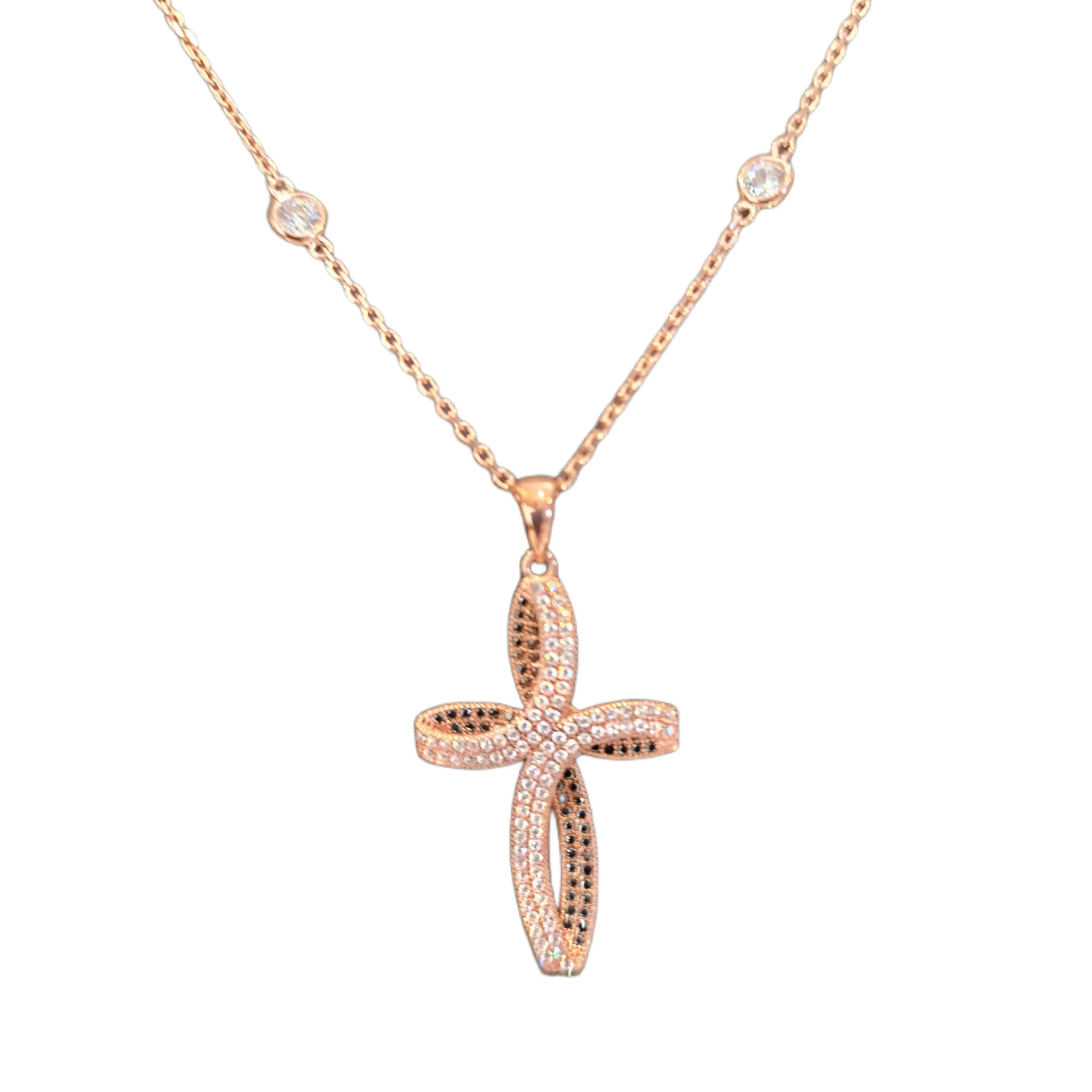 Chrisanthi Greek Cross necklace Rose Gold