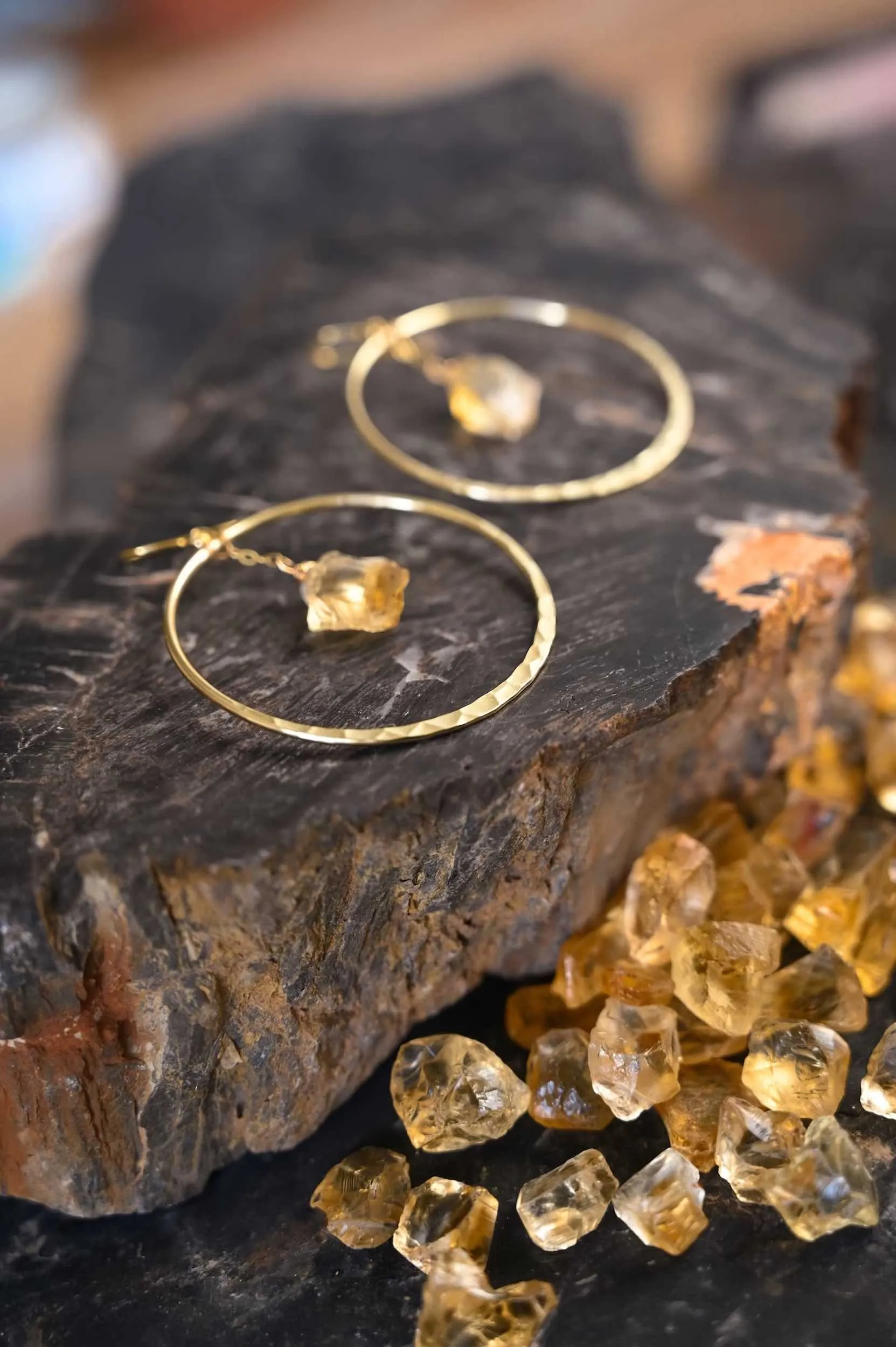 Citrine Joy Gold Hoop Earrings