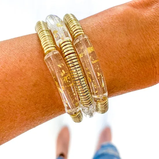 Clear and Gold Speckle Bracelets ~ Various Styles