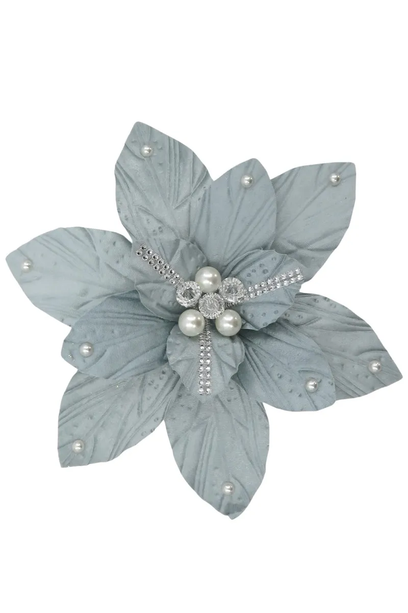 Clip on Poinsettia, Grey Silver