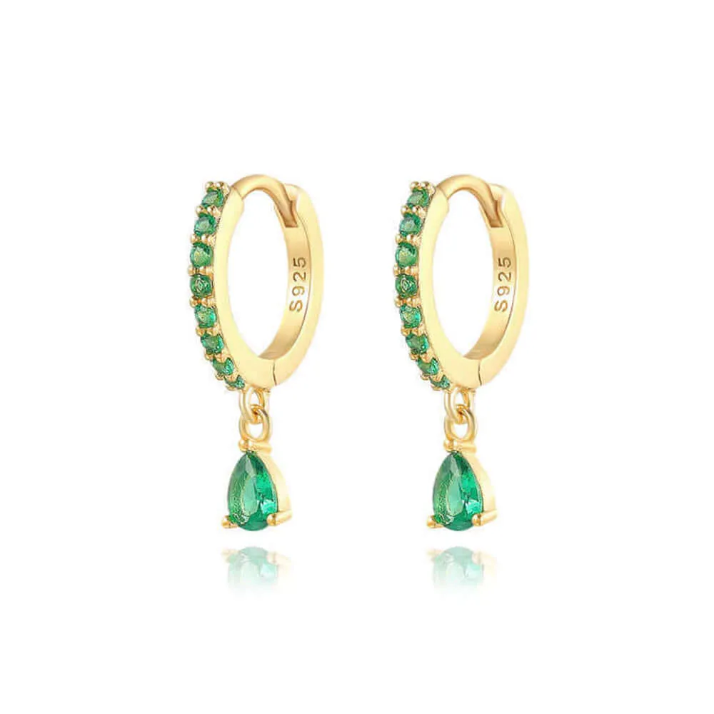 Colorful CZ Diamond Huggie Hoop Earrings