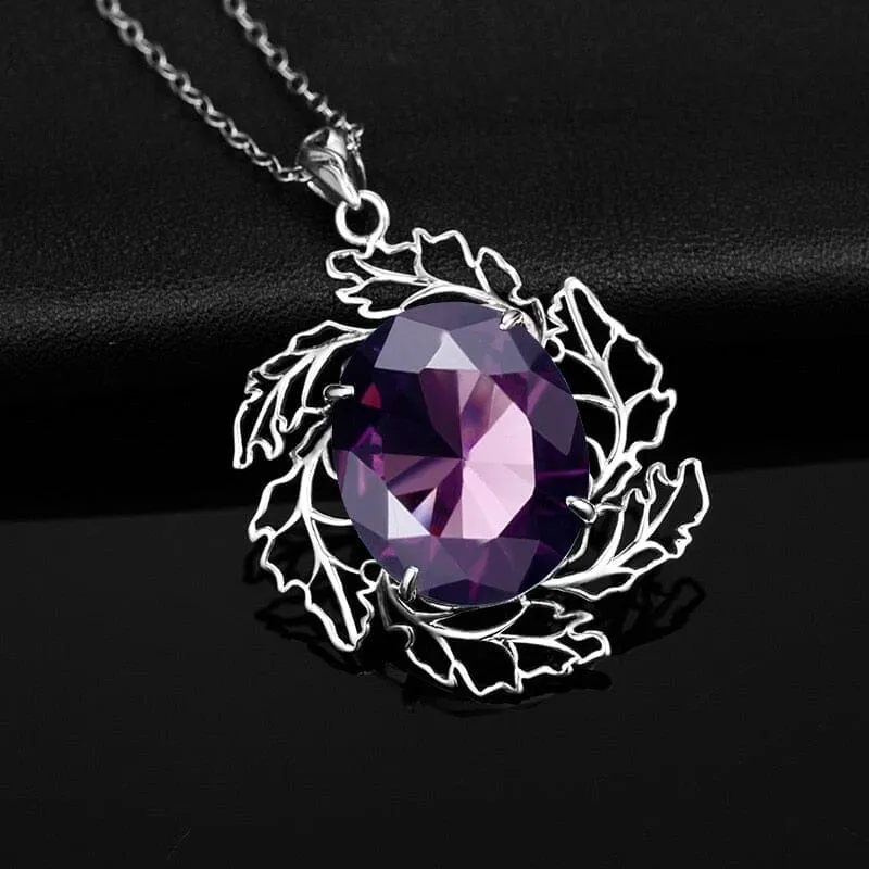 Creative Leaf Amethyst Love Stone Necklace