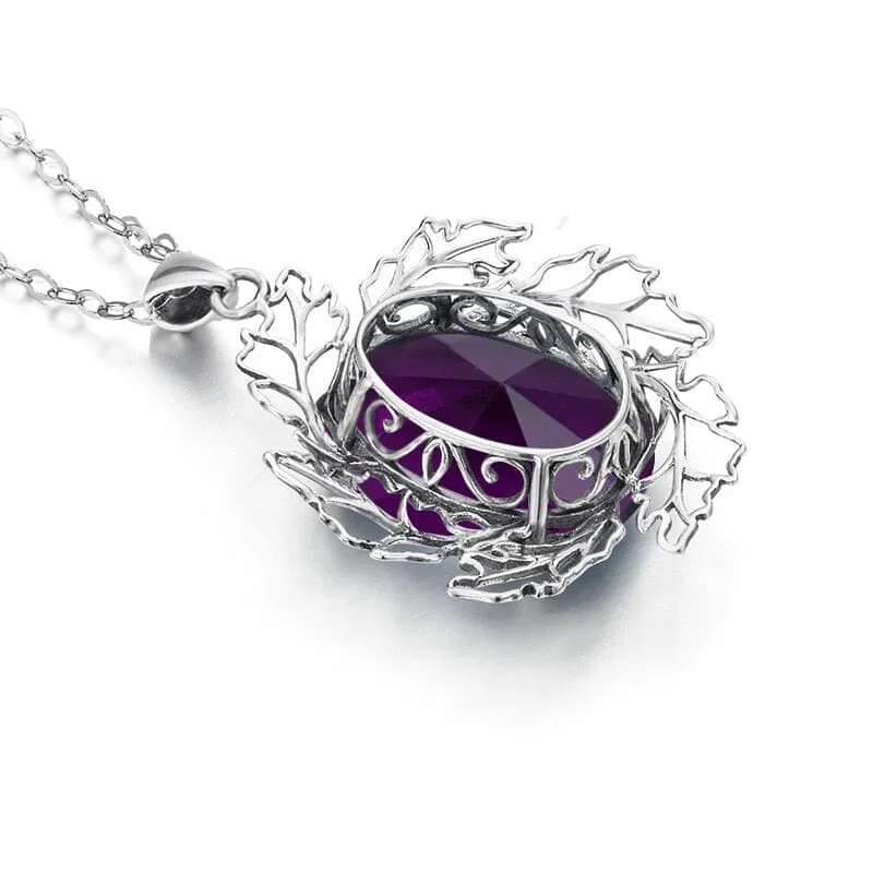 Creative Leaf Amethyst Love Stone Necklace