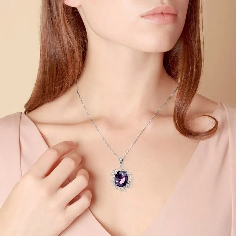 Creative Leaf Amethyst Love Stone Necklace