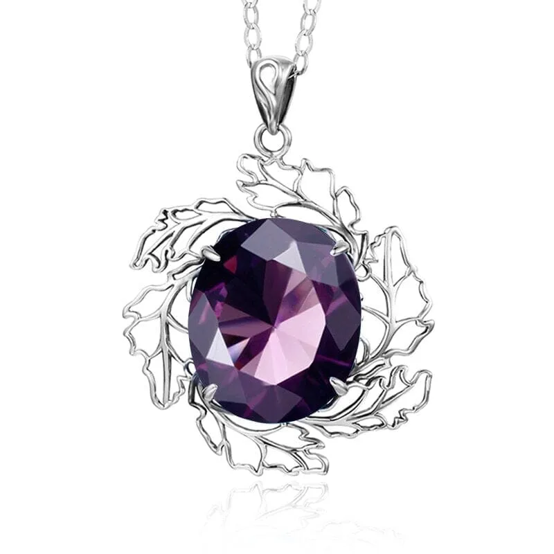 Creative Leaf Amethyst Love Stone Necklace