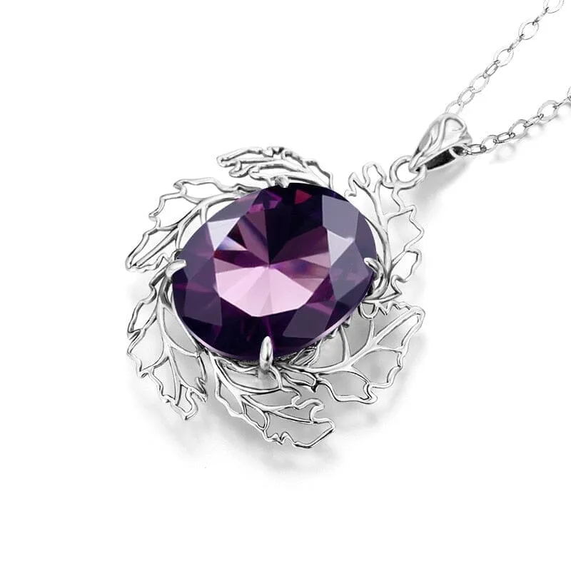 Creative Leaf Amethyst Love Stone Necklace