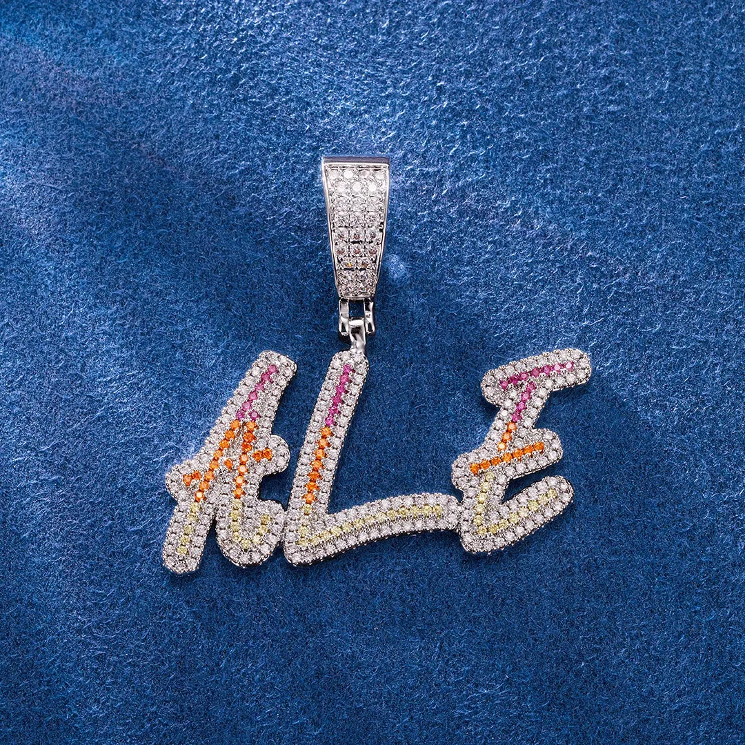 Custom Cursive Gradient Color Letter Pendant