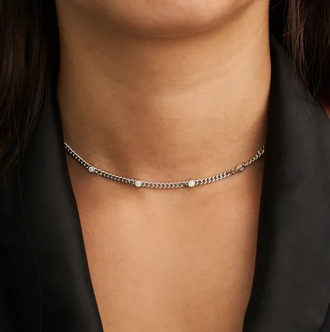 CZ Dainty Choker in Silver