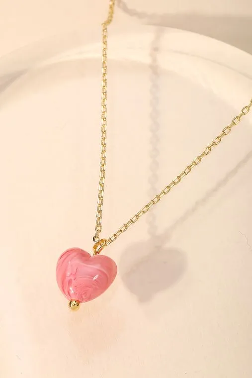 Dainty Chain Pearl Heart Pendant Necklace