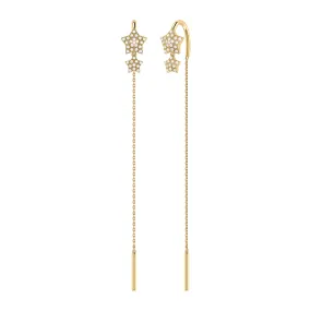 Dazzling Star Duo Tack-In Diamond Earrings in 14K Yellow Gold Vermeil