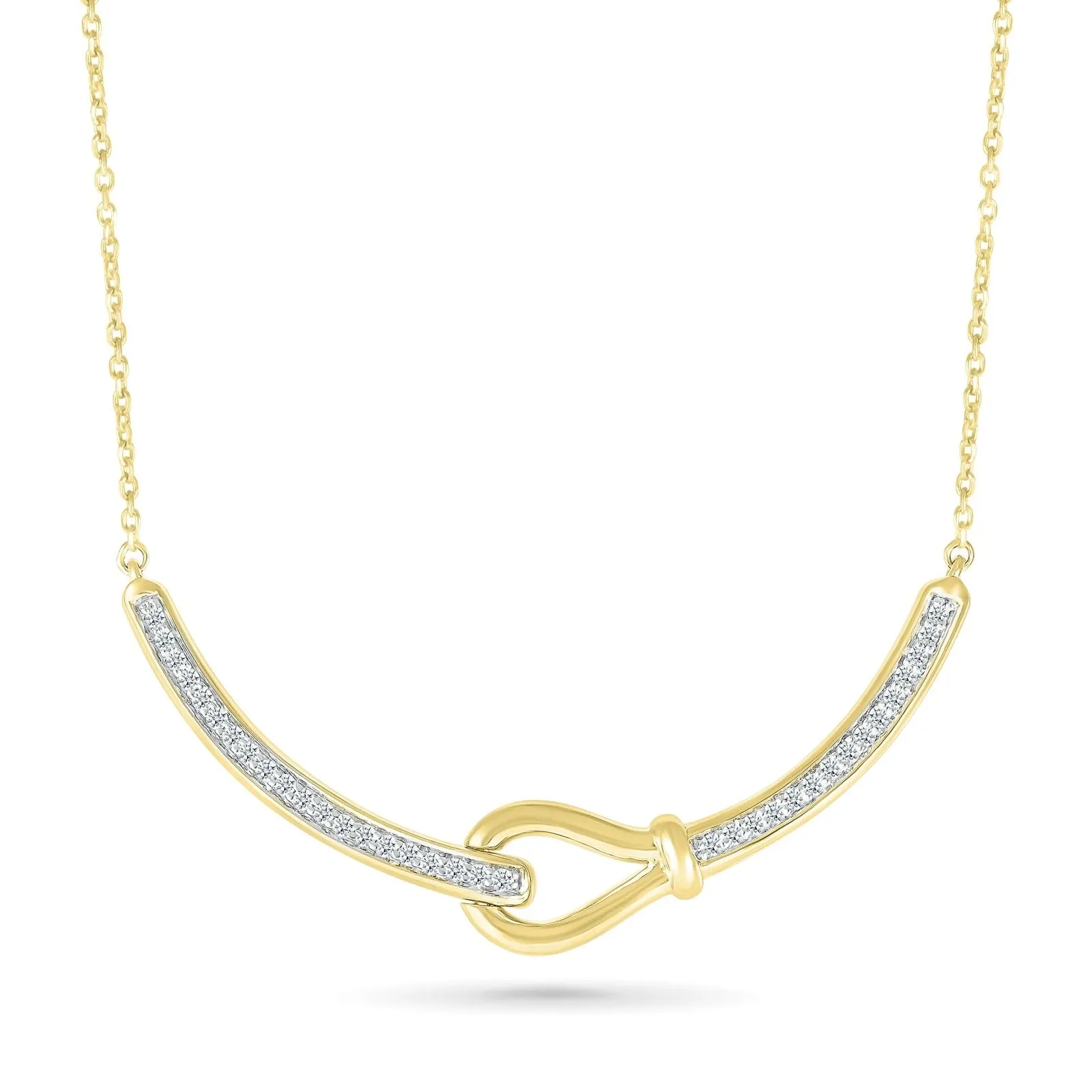 Diamond and Gold Loop Bar Necklace