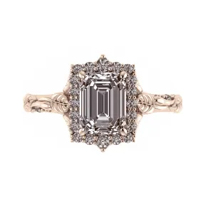 Florentina | custom engagement ring setting for emerald cut gemstone 8x6 mm