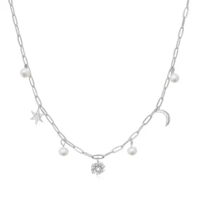 Freshwater Pearl Moon & Star Silver Choker - Daisy