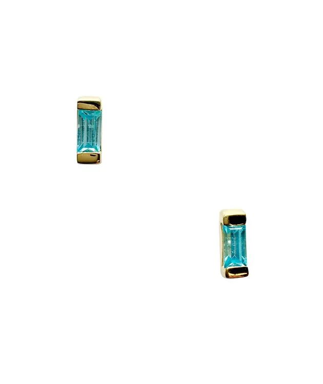 Gold baguette stud earrings