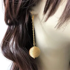 Gold Ball Long Dangle Earrings