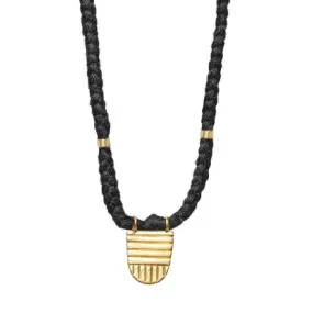 Gold Vermeil Buddhist Flag Necklace on Black Cotton Cord