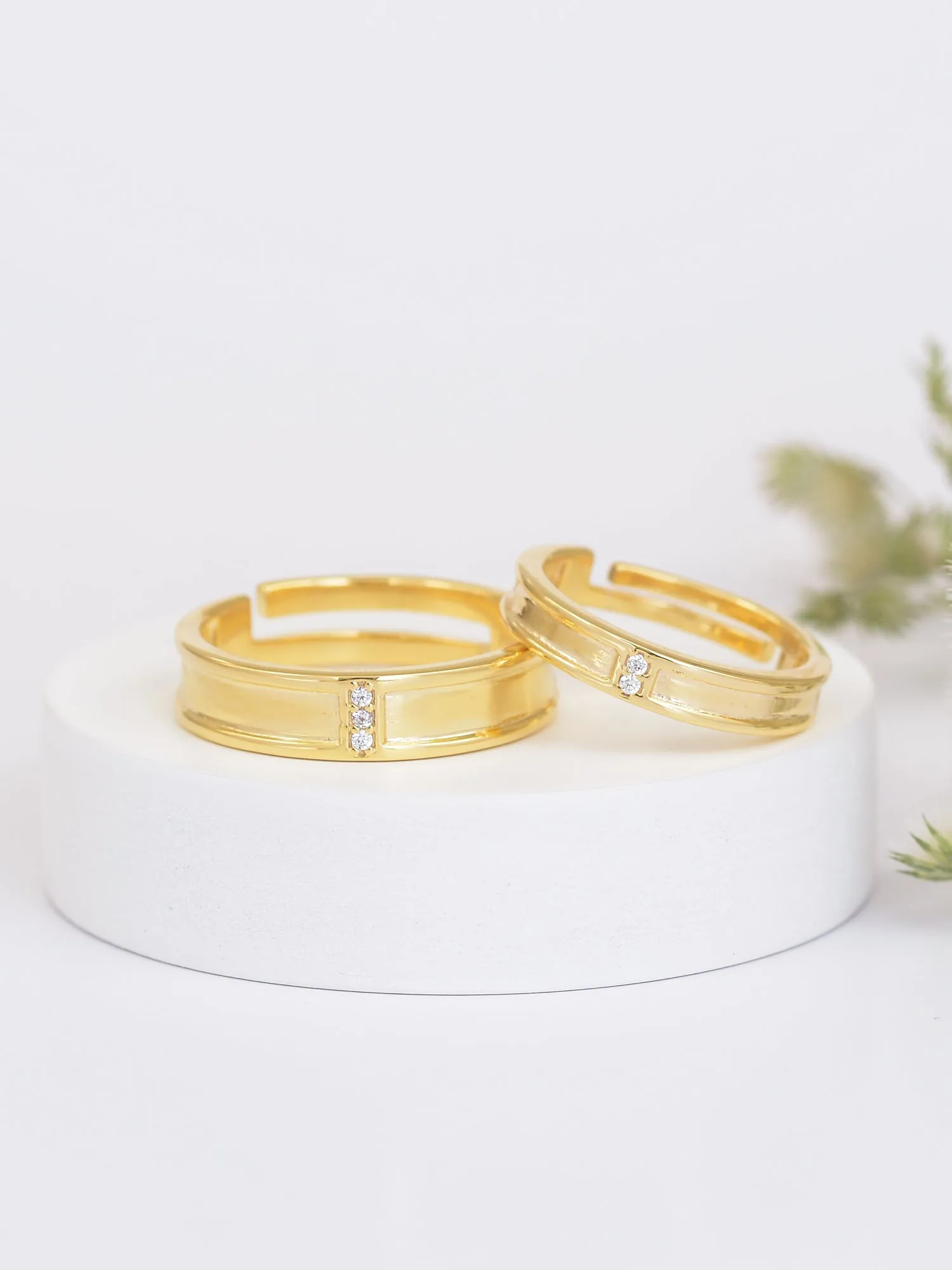 Golden Adjustable Silver Rings For Couple