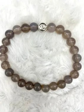 Gray Agate and Yin Yang Beaded Bracelet