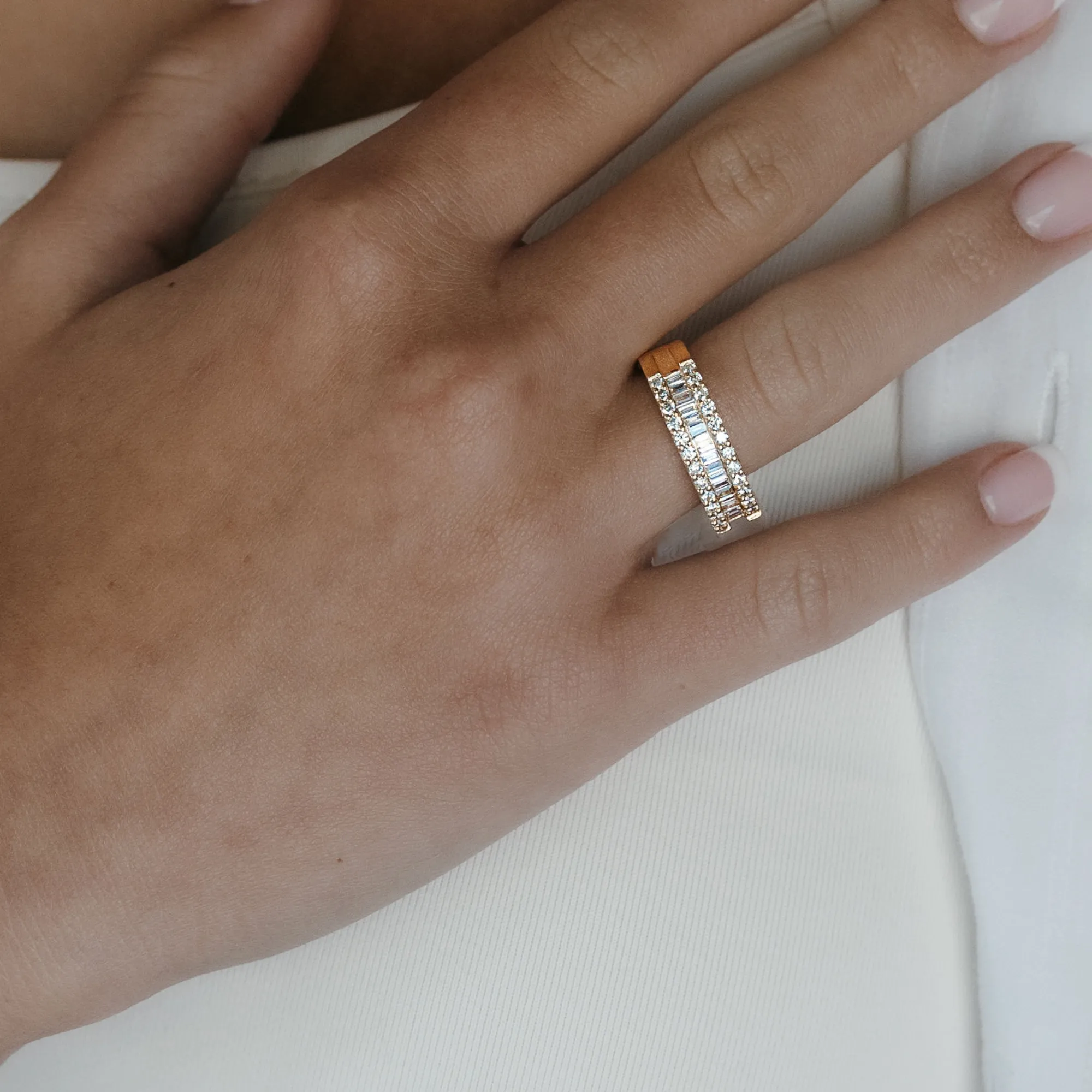 Half Way Baguette & Diamond Band Ring