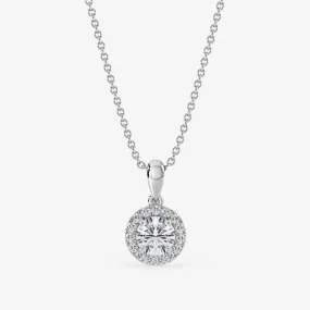 Halo Diamond Pendant Necklace 18K & 14K White Gold