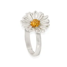 Handmade Gold Silver Field Daisy Hammered Ring