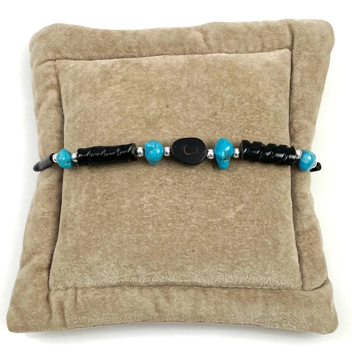 Hawaiian Black Coral & Turquoise Bracelet