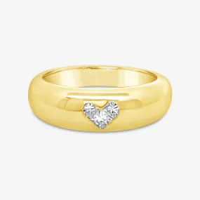 Heart Shaped Diamond Dome Ring