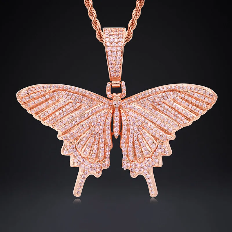 Hip Hop Micro-set Zircon Large Butterfly Pendant