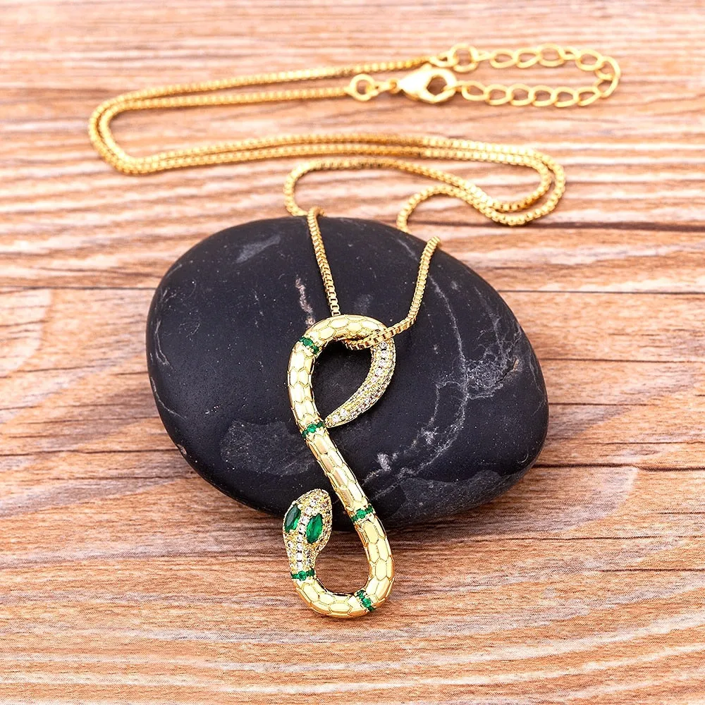 Infinity Snake Pendant Created Emerald Eyes