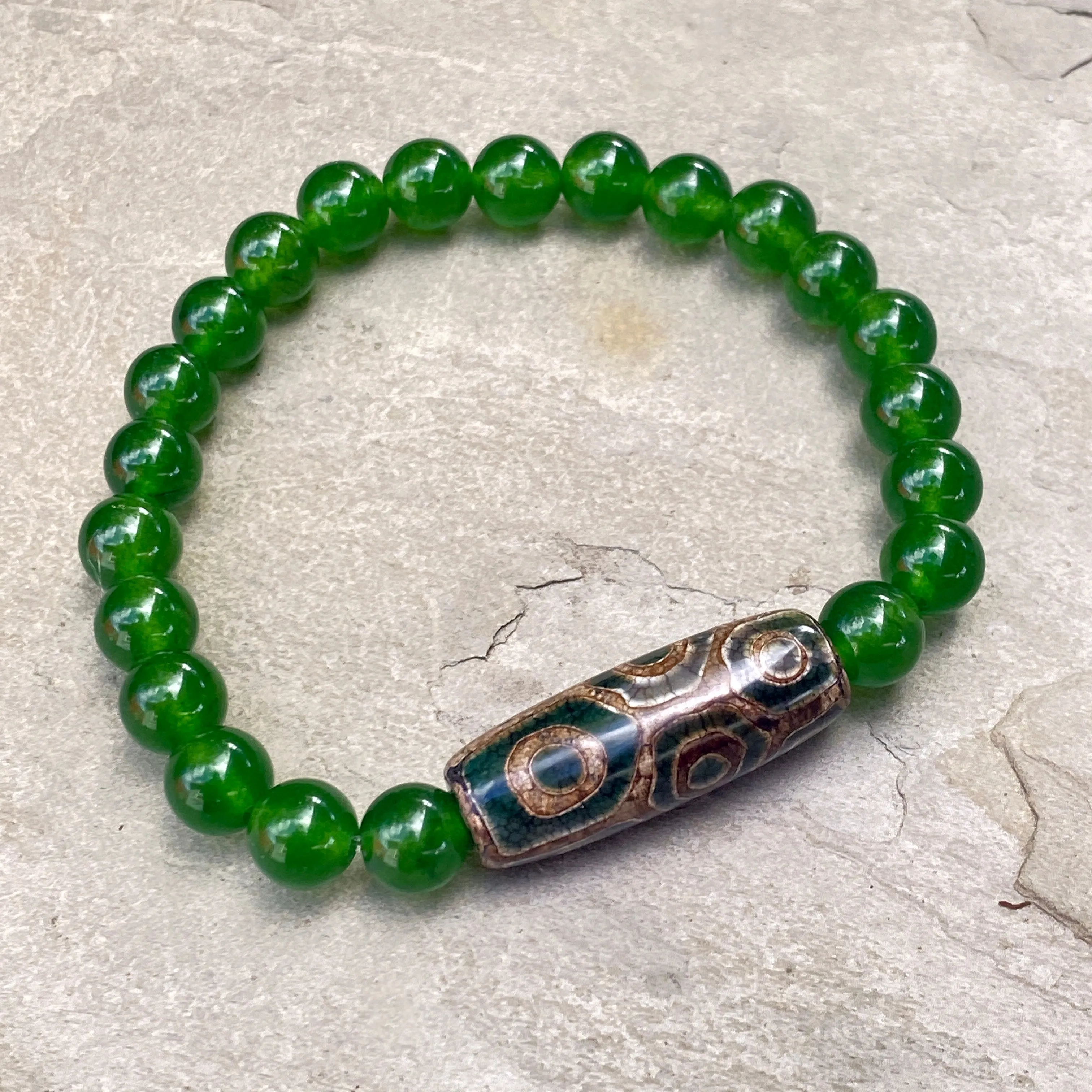 Jade and Tibetan Agate Bracelet