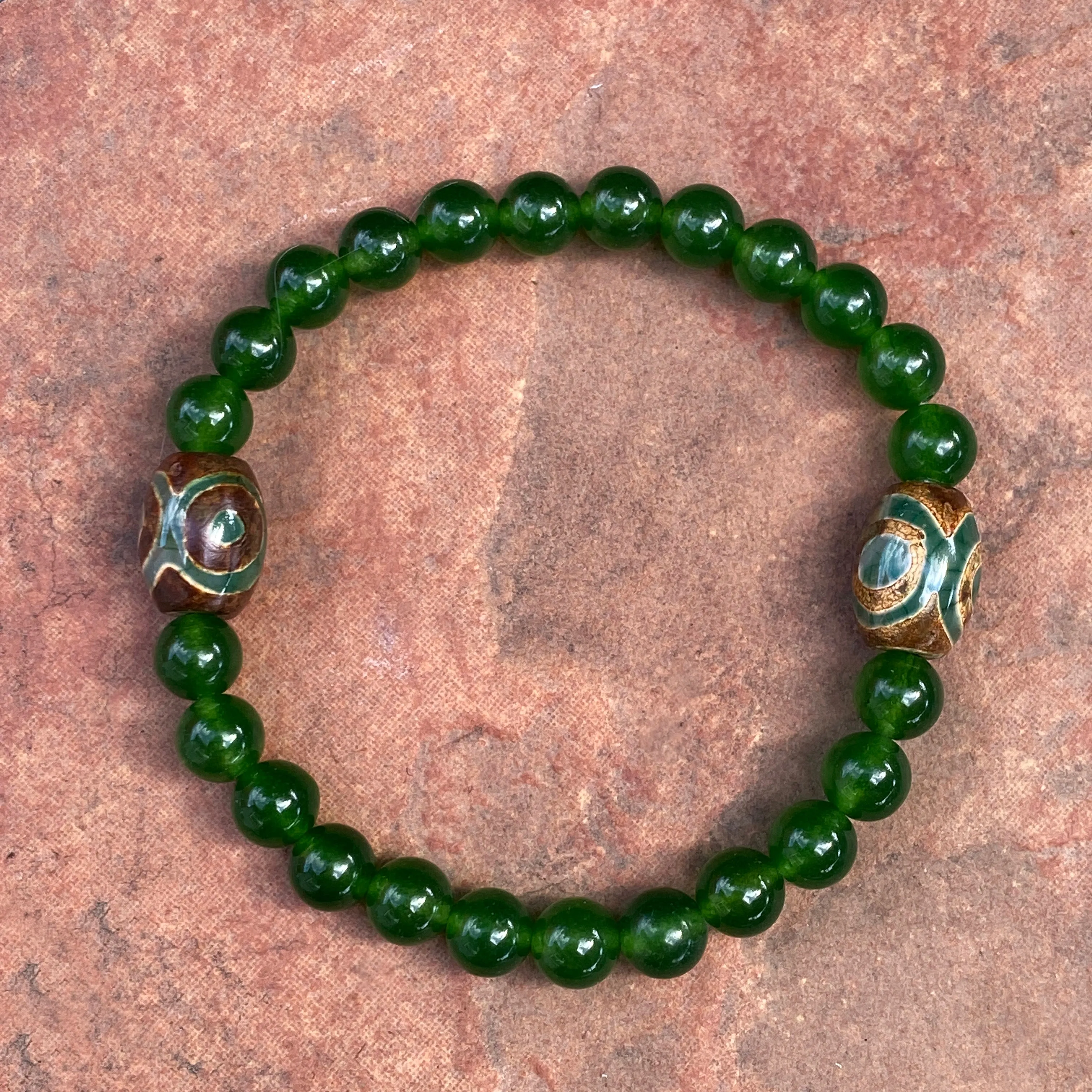 Jade and Tibetan Agate Bracelet