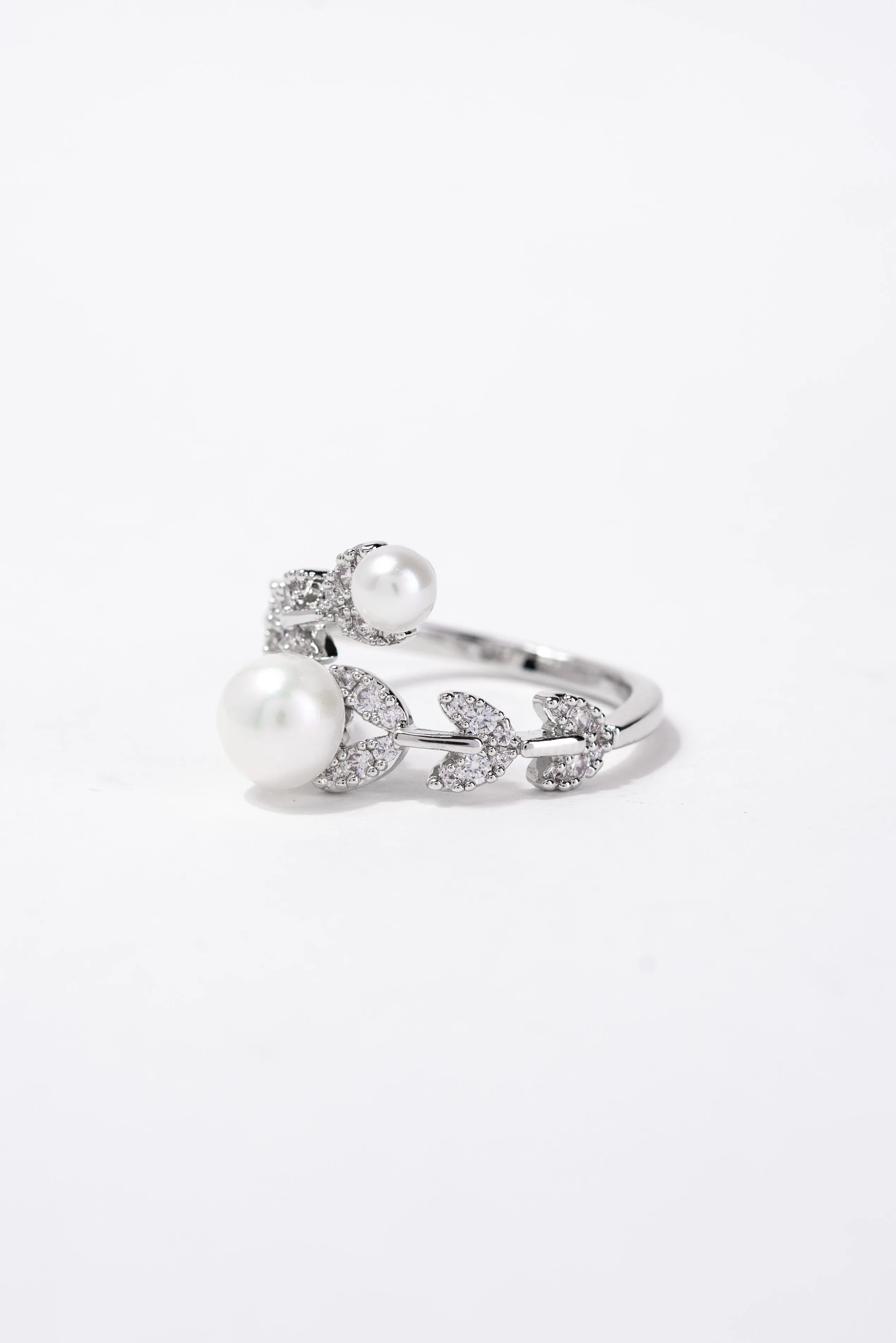 Jeni Double Pearl Vine CZ Rhinestone Ring