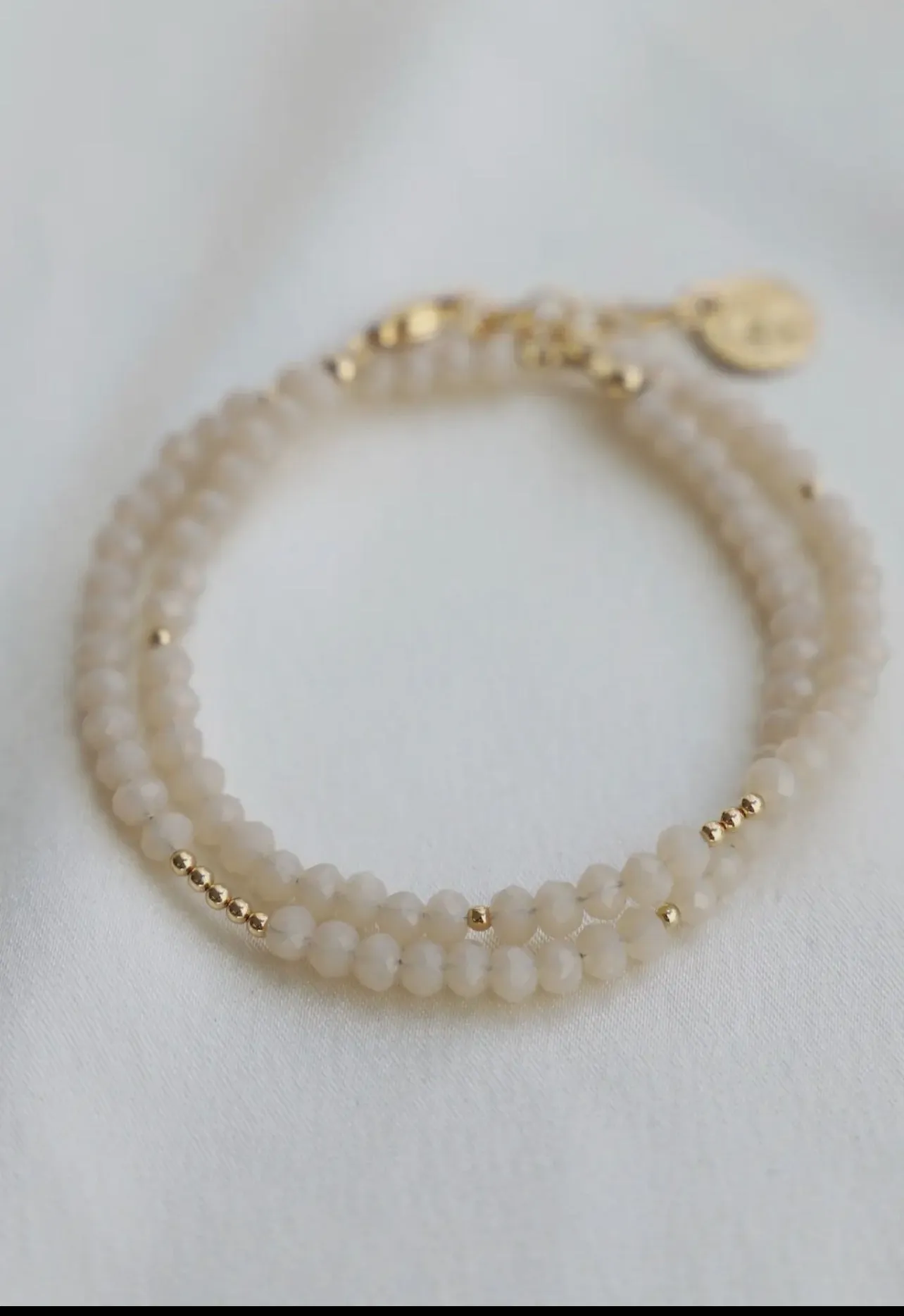 Katie Waltman Cream Medium Crystal Double Wrap Bracelet