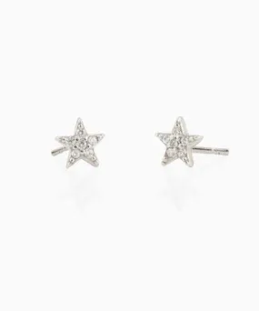 Kris Nations Star Pave Stud Earrings - Silver