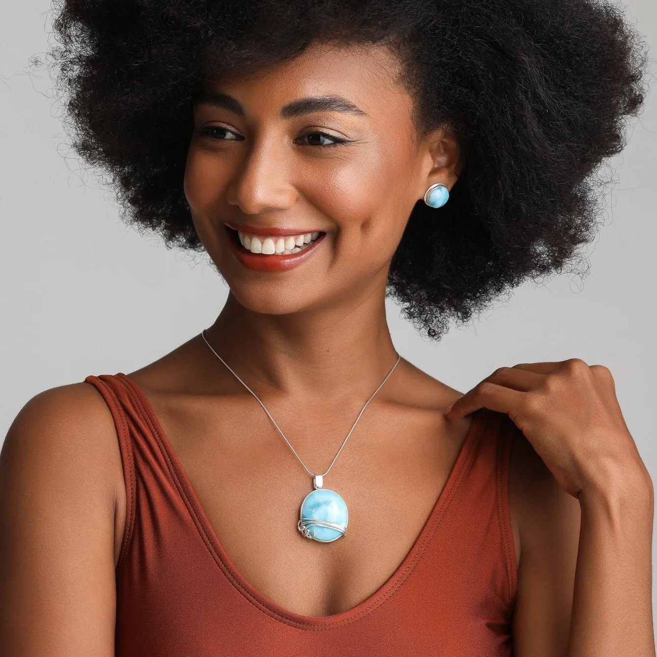 Larimar Round Pendant Josette