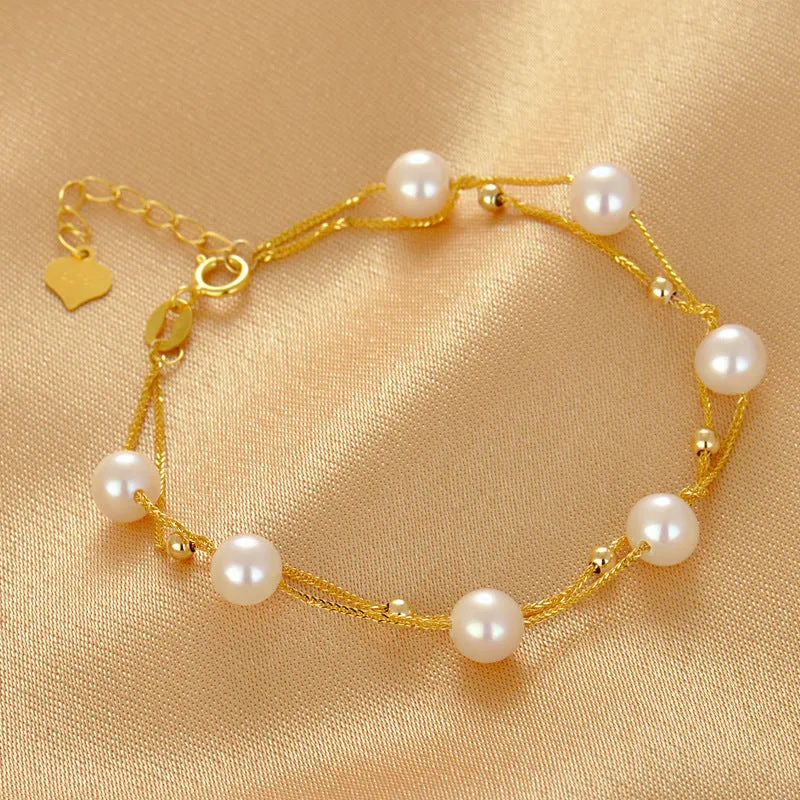 Layered Freshwater Pearl Bracelet Silver