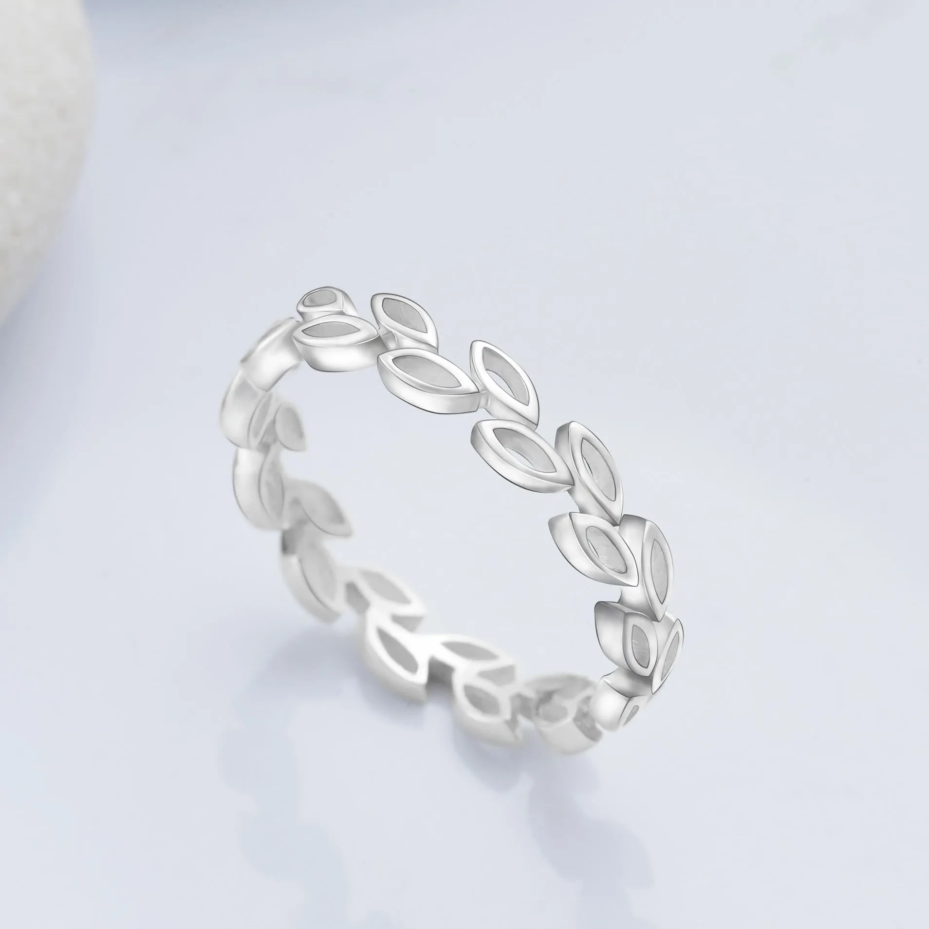 Leaf Band Sterling Silver Stackable Rings