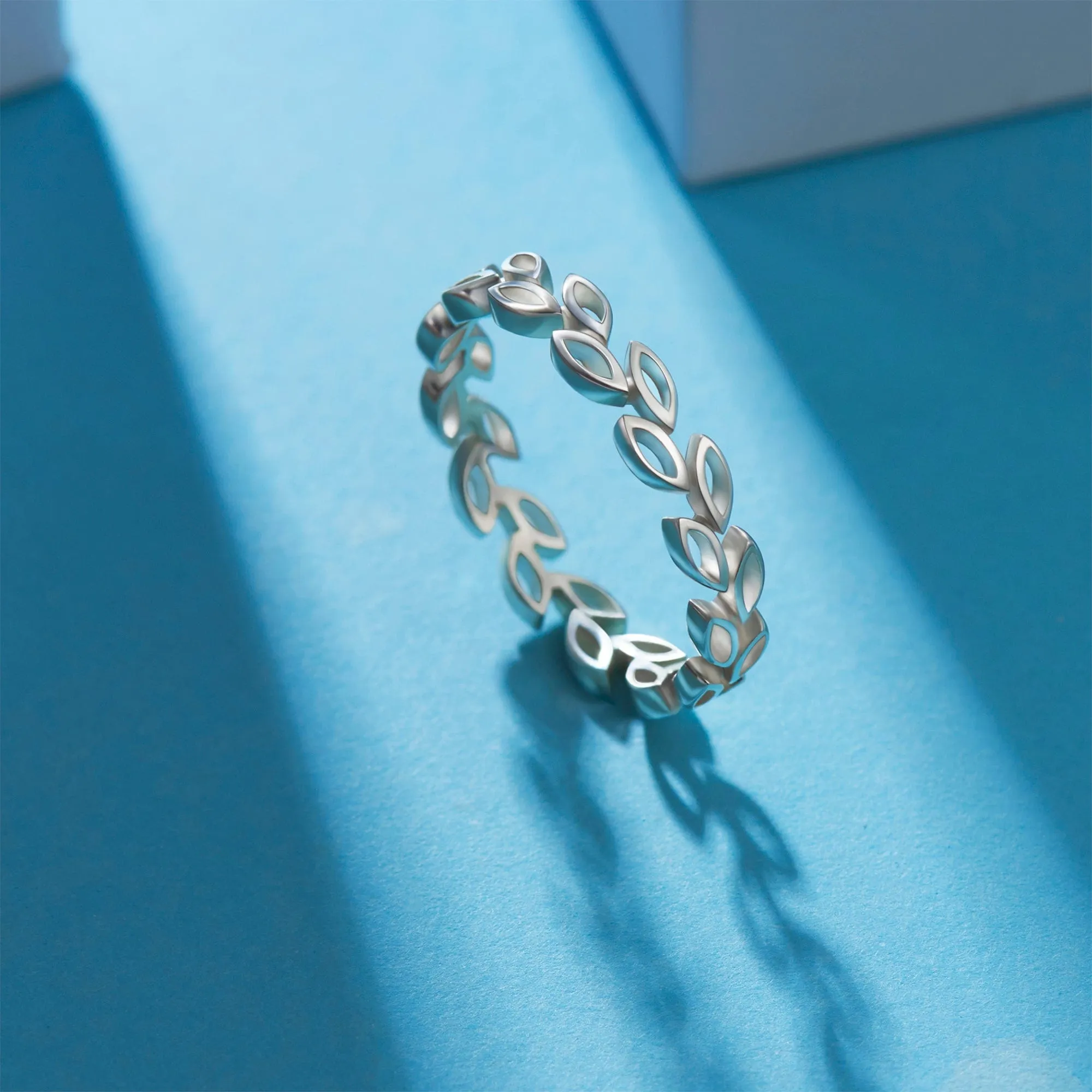 Leaf Band Sterling Silver Stackable Rings