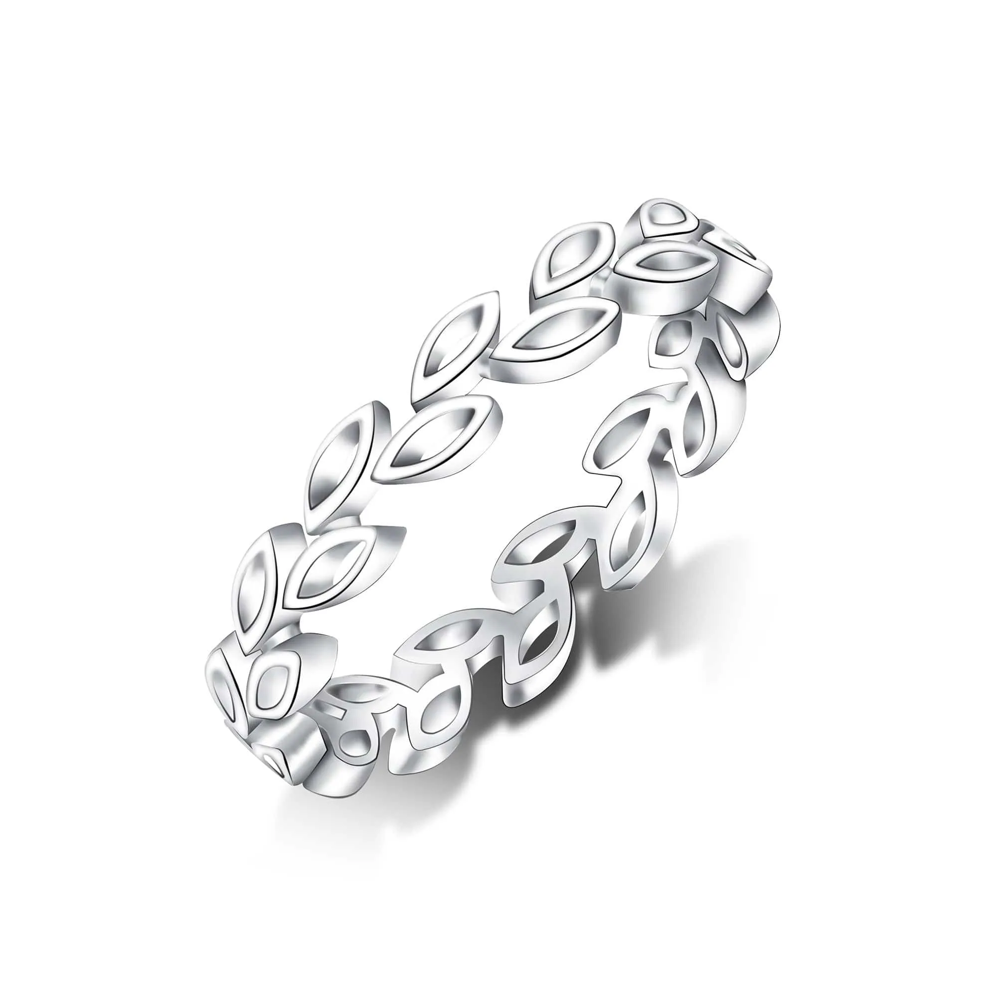 Leaf Band Sterling Silver Stackable Rings