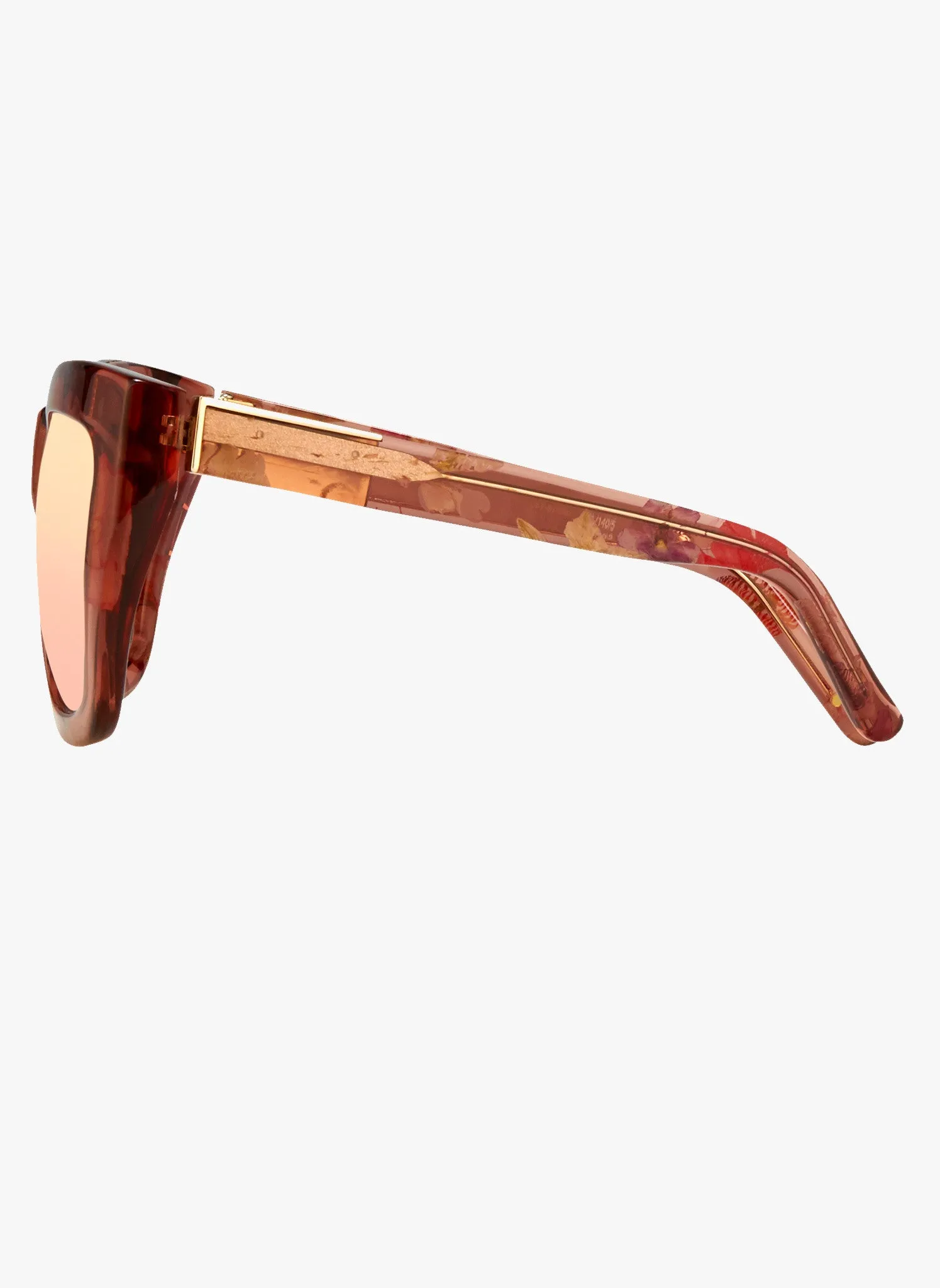 Linda Farrow X Erdem Rose Flowers with Peach Mirrow Lens Sunglasses