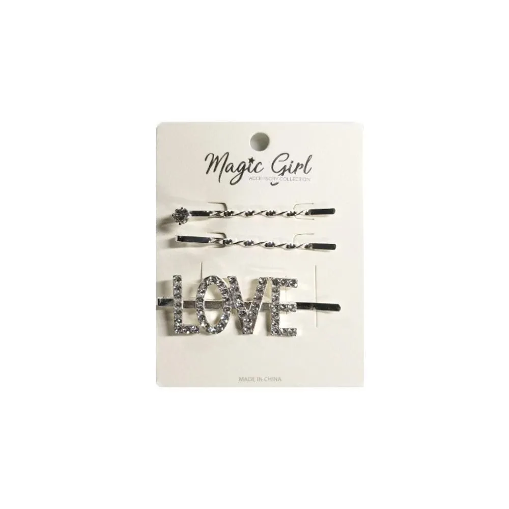 LOVE 1 | Rhinestone Hair Pin 3PCS