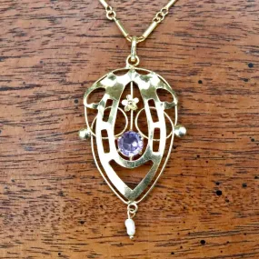 Lyrical Shield Amethyst Necklace