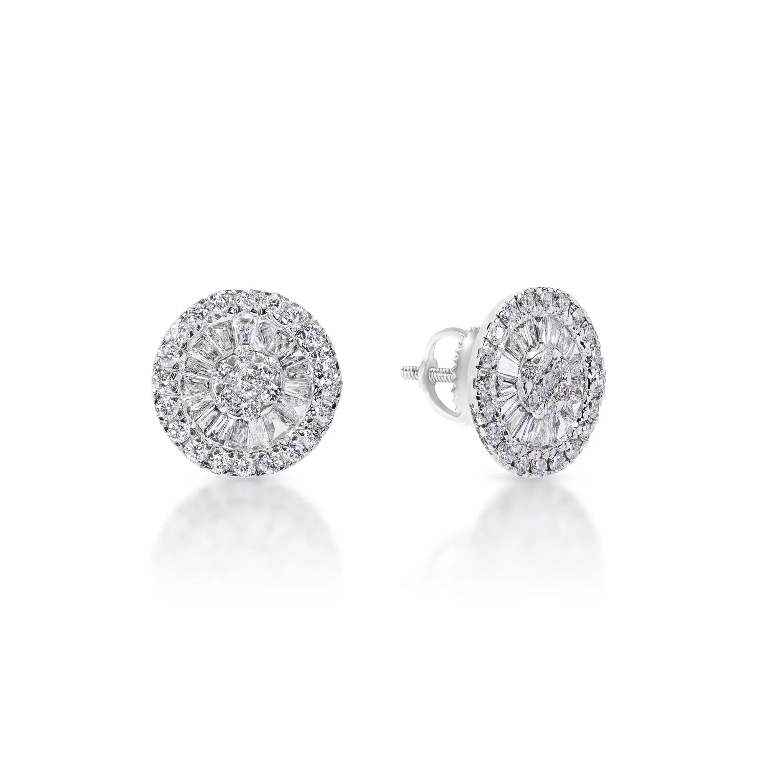 Maeve 1.25 Carat Pizza Wheel Baguette Diamond Stud Earrings in 14k White Gold