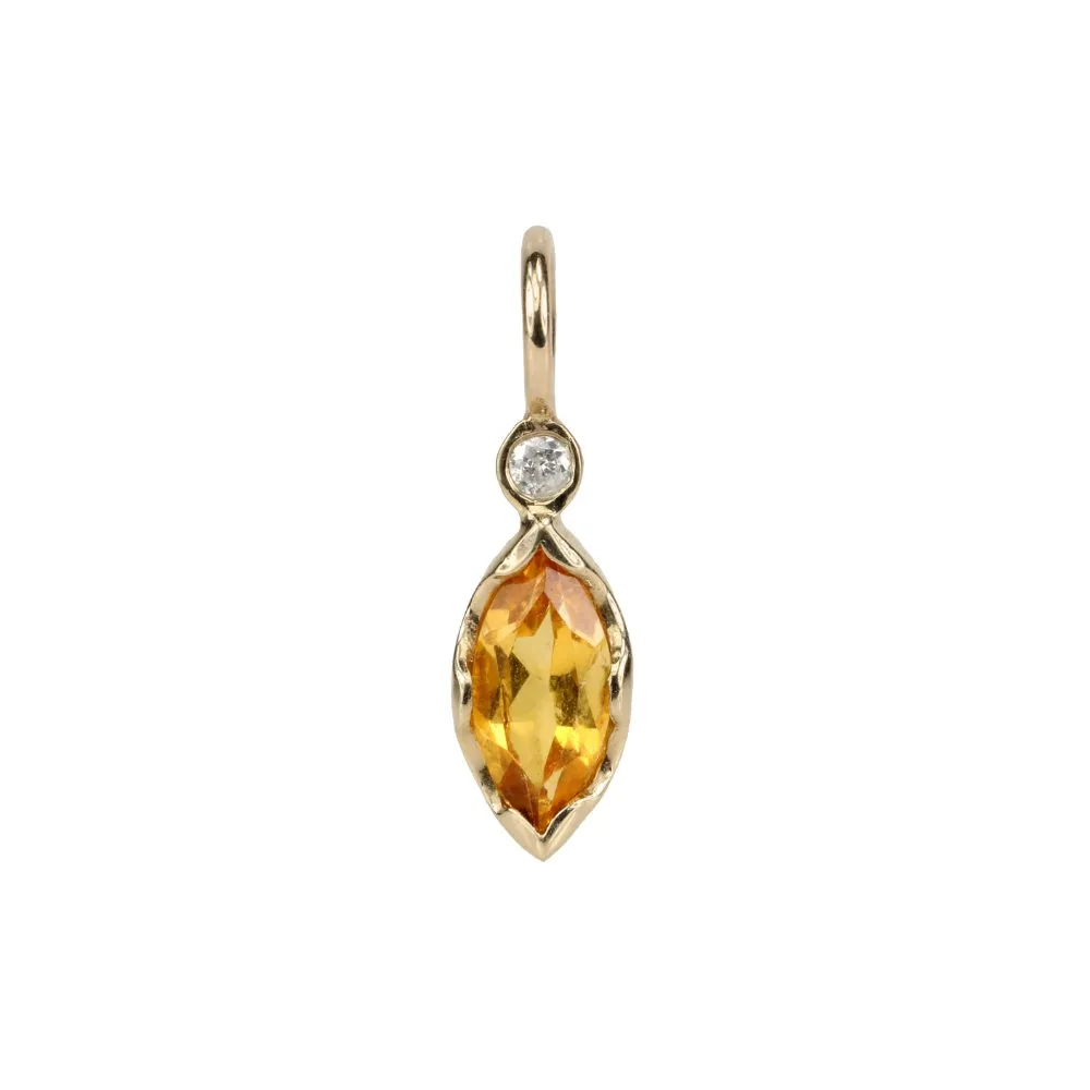 Marquise Faceted Citrine Talisman with Diamond Detail